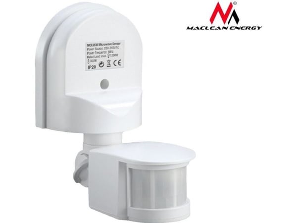 Maclean veggmontert bevegelses-/skumringssensor 180° 1200W hvit (MCE25 W)