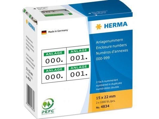 HERMA 4834, Vihreä, Suorakulmio, Paperi, 15 mm, 22 mm, 1000 kpl