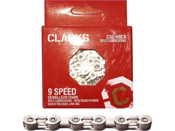 Clarks kjede YBN CSL-H9CR SHIMANO CAMPAGNOLO SRAM (9 gir, 1/2"x11/128", 116 ledd, 6,4 mm, hurtigkobling), superlett, krom, sølv
