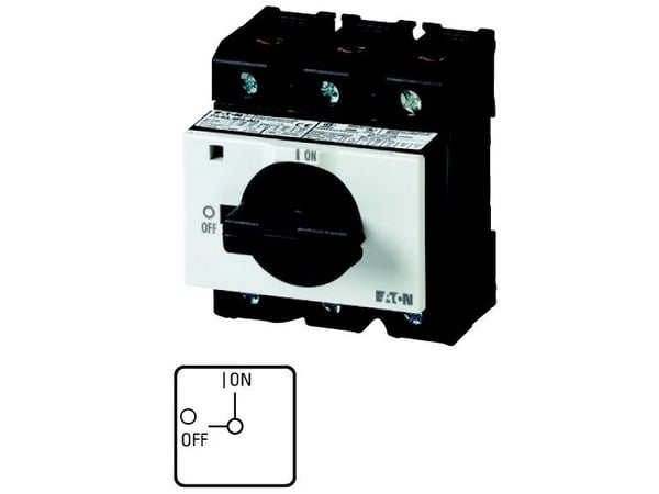 Eaton P3-63/IVS, Vippströmställare, 3P, Svart, Vit, IP30, 71,5 mm, 82 mm