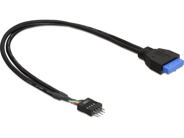 Delock - USB-internkabel - 19-pins USB 3.0-plugg (hunn) til 9-pins USB-header (hann) - 45 cm - svart
