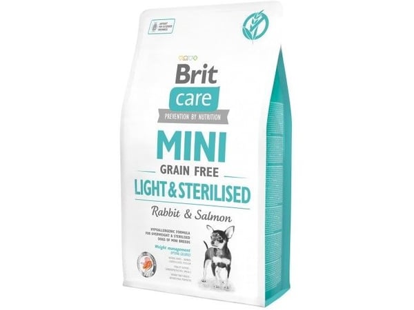 Brit Care Mini Light & Sterilised, Mini (5 - 10kg), Kanin, Laks, 2 kg