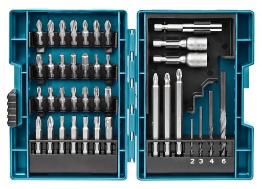 Makita - Skrutrekker, drill og koppnøkkelsett - 38 deler - 6 mm, 8 mm, 10 mm, 4 mm, 3 mm, 2 mm - torx, phillips, pozidriv, hex - lengde: 50 mm, 25 ...