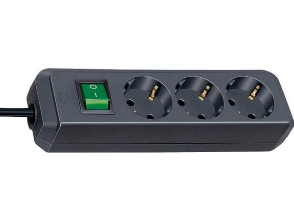 brennenstuhl Eco-Line - Flerkoplingslist - utgangskontakter: 3 - 1.5 m kabel - svart