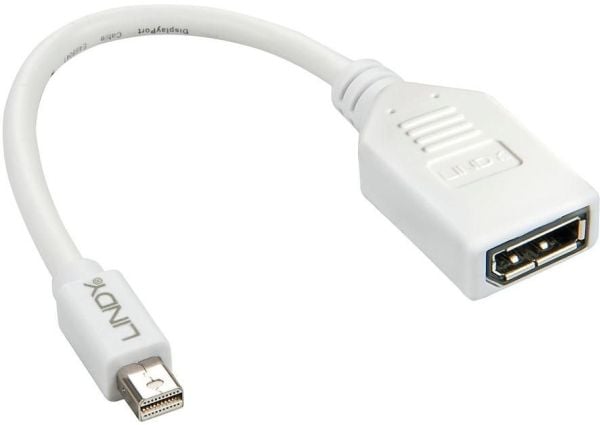 Lindy 41021, 0,15 m, Mini DisplayPort, DisplayPort, Hankjønn, Hunkjønn, Hvit