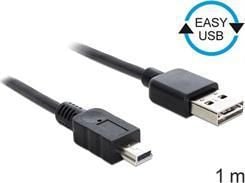 Delock EASY-USB - USB-kabel - mini-USB type B (hann) til USB (hann) - 1 m - svart