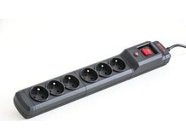 Armac Multi M6 - pistorasia - AC 230 V - 3680 Watt - tulo: Tyyppi E - lähtöliittimet: 6 (6 x tyyppi E) - 1,5 m johto - musta - musta