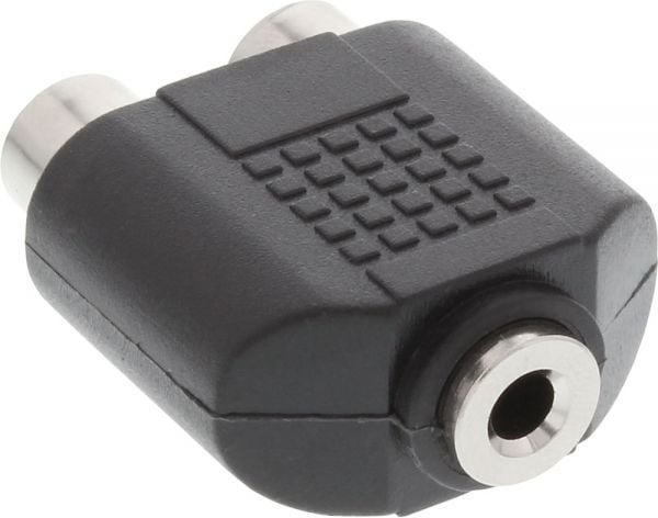 InLine 99338, 3.5mm jack female mono, 2xRCA, Svart