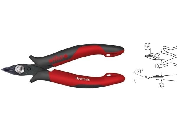 Wiha Z 40 1 03, Diagonal tang, 1 mm, Stål, Sort, Rød, 128 mm, 70 g
