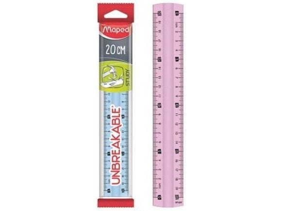 Maped linjal Study ripefri 20 cm mix 2 farger (245410)