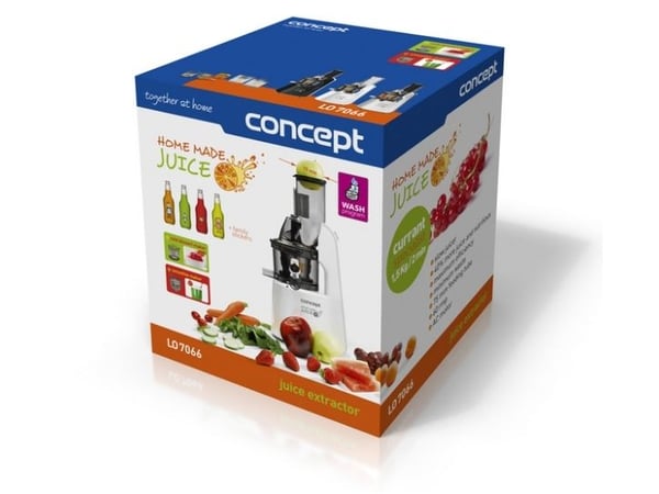 Concept LO-7066, Saft presse, Sølv, Hvit, 60 RPM, 1 l, 1 l, 7,5 cm
