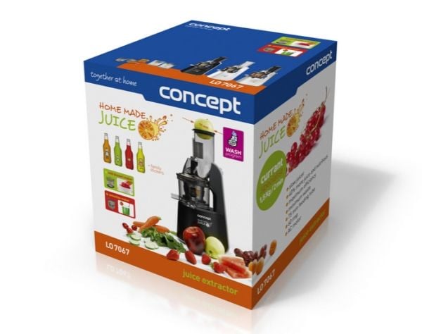 Concept LO-7067, Saft presse, Sort, Sølv, 60 RPM, 1 l, 1 l, 7,5 cm