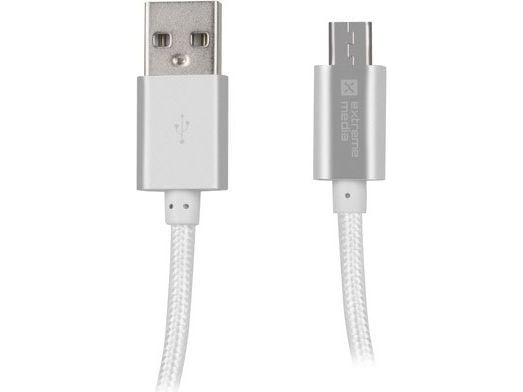 NATEC NKA-1211 Extreme Media kabel microUSB til USB (M), 1m, sølv, nylon oplot