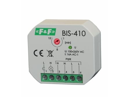 F&F BIS-410 uppoasennettava bistabiili rele ajastimella valaistuille painikkeille