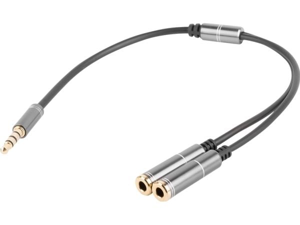 GENESIS A20, 3.5mm, Hankjønn, 3.5mm, Hunkjønn, 0,2 m, Sort, Sølv