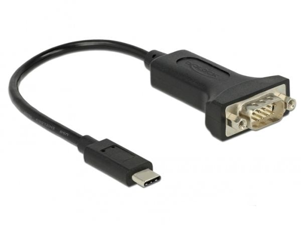 Delock - USB / seriell-kabel - USB-C (hann) til DB-9 (hann) - 15 cm - svart