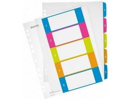 Leitz WOW A4+ - Inndeler - 5 deler - fortrykt: 1-5 - med fliker - gjennomskinnelig, multifarge