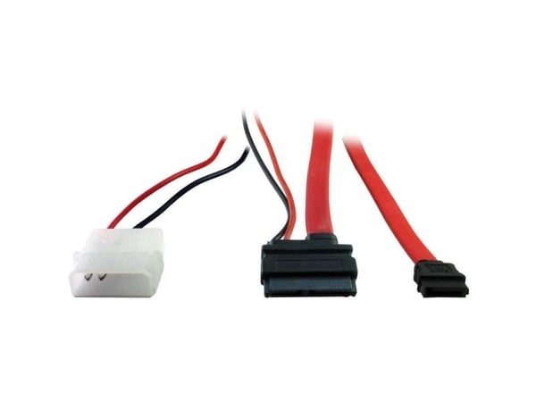 Inter-Tech - SATA-kaapeli - Slimline SATA til SATA, 2-pin intern strøm - 30 cm - rød