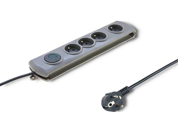 Qoltec - Strømstødsbeskytter - AC 230 V - 3680 Watt - output-stikforbindelser: 4 - 2.5 m ledning - grå