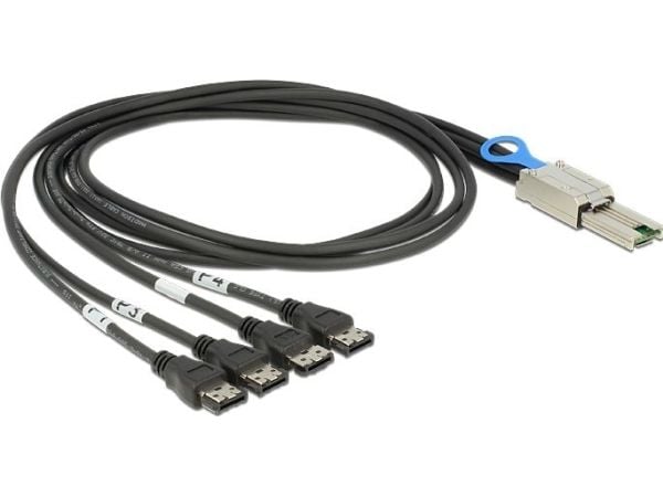 Delock - SATA/SAS-kabel - 4-spors - eSATA (hunn) til 26-pin 4x Shielded Mini MultiLane SAS (SFF-8088) (hann) - 1 m