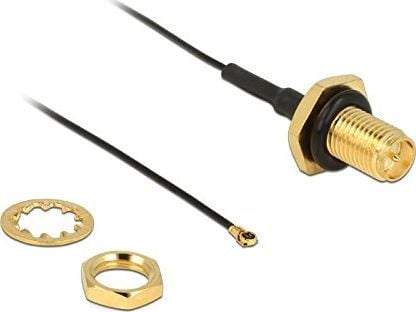 DeLOCK - Antennekabel - RP-SMA (hun) til MHF4 (han) - 20 cm - koaksial - sortti