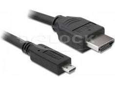 Delock - HDMI-kaapeli Ethernetillä - HDMI uros - 19-nastainen mikro-HDMI tyyppi D uros - 2 m