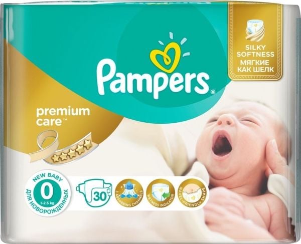 Pampers Premium Care Nyfødtbleier 0,0-3 kg, 30 stk.