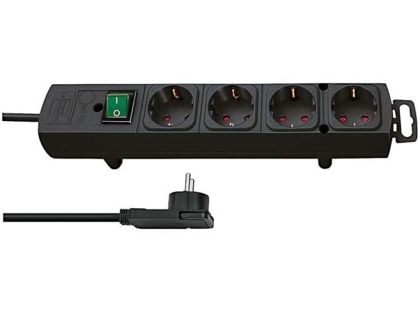 Brennenstuhl 1153100100, 2 m, Innendørs, Sort, 4 AC-utganger, 320 mm, Sort