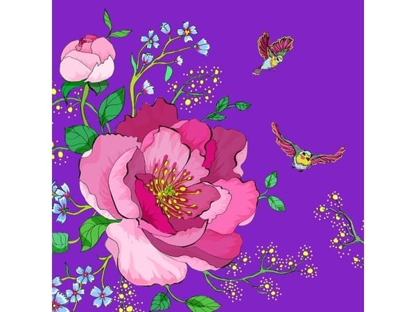 Clear Creation Swarovski fyrkantigt kort - blommor lila (CL0602)