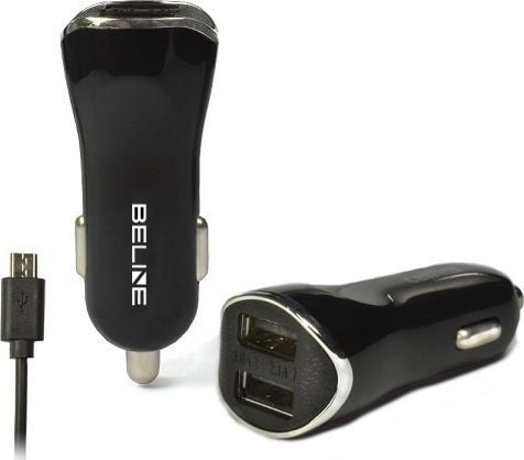 Beline autolaturi 2xUSB + microUSB 2,1A musta
