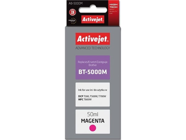Activejet AB-5000M, Høyt (XL) utbytte, Fiolblå, Fargestoffbasert blekk, 50 ml, 1 stykker, Enkeltpakke