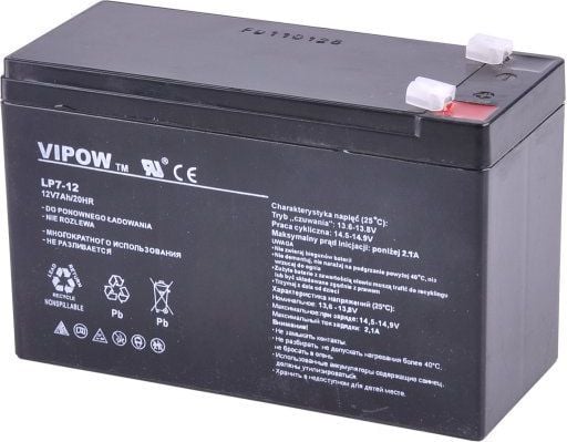 Švino akumuliatorius VIPOW 12V 7.0Ah