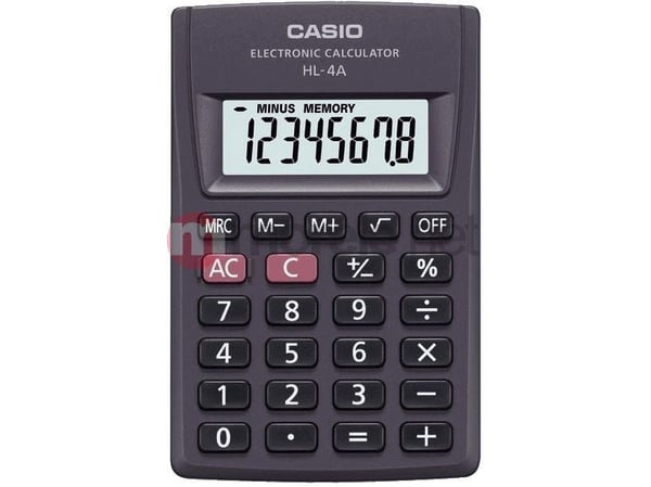 Casio HL-4A, Lomme, Grunnleggende, 8 sifre