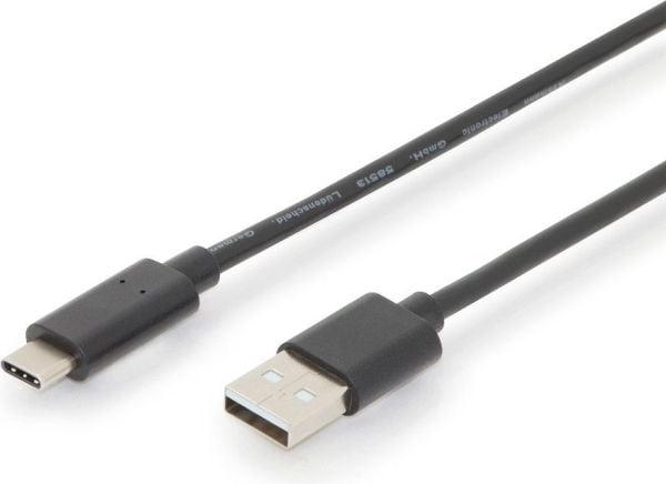 ASSMANN - USB-kabel - USB-C (hann) til USB (hann) - USB 2.0 - 3 A - 3 m - formstøpt - svart