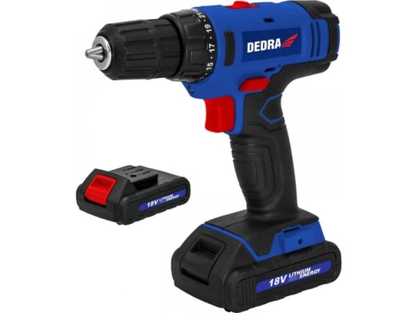 Dedra batteridrevet skrutrekker 18V, 2x15Ah, 1t, 040001350rpm