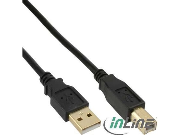 InLine 34535S, 3 m, USB A, USB B, Hankjønn/hankjønn, 0,48 Gbit/s, Svart