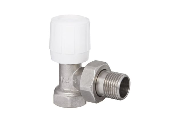 Invena Vinkel radiatorventil med skrukobling for 1/2" stålrør CZ-50-K15