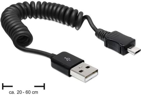 Delock - USB-kabel - USB (hann) til Micro-USB type B (hann) - 60 cm - rullet sammen - svart
