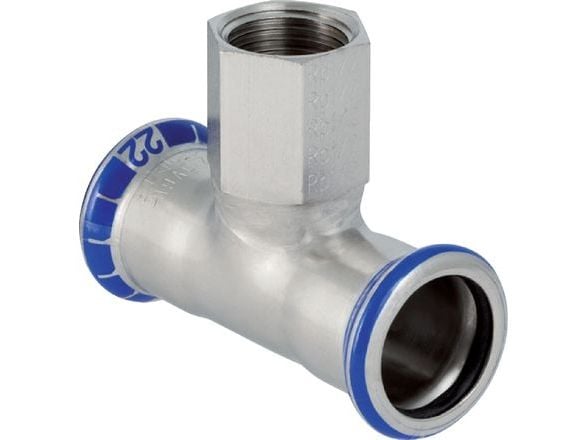 GEBERIT Tee rustfri 22-1/2-22 mm med muffe på grenen mapress