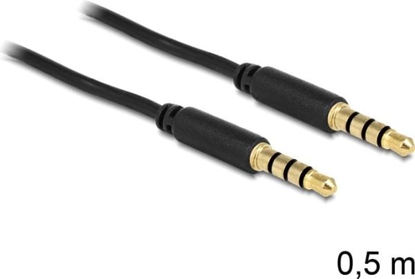 DeLOCK 3.5mm - 3.5mm, 0.5m, 3.5mm, Uros, 3.5mm, Uros, 0,5 m, Musta