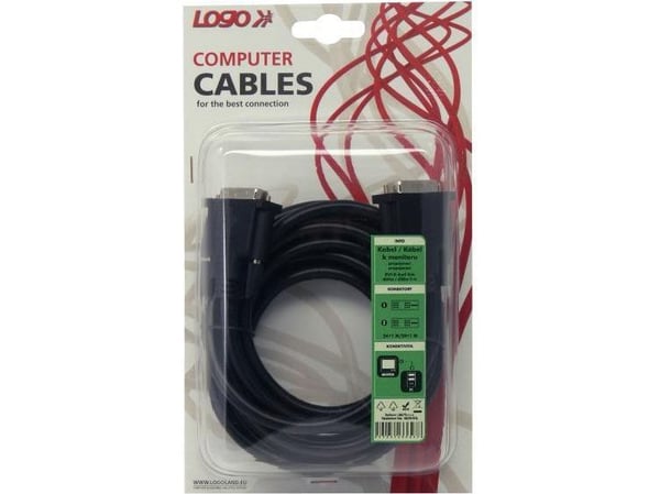 Videokaapelit DVI (24+1) M - DVI (24+1) M, Dual link, 3m, suojattu, juoda, Logo blisteri