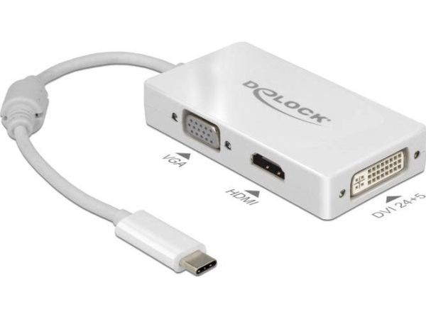 Delock - Extern videoadapter - USB-C - DVI, HDMI, VGA - vit