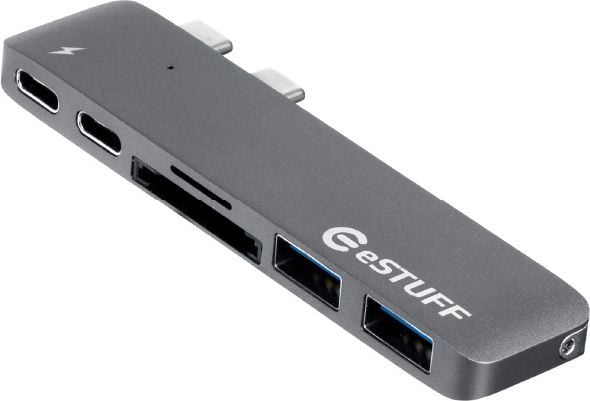 eSTUFF Allure Series Slot-in Hub Pro - Dokkingstasjon - USB-C / Thunderbolt 3 - for Apple MacBook Pro with Touch Bar (I midten av 2017, I slutten a...