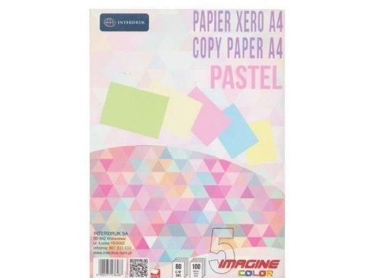 Interdruk kopipapir A4 80 g pastell blandede farger 100 ark