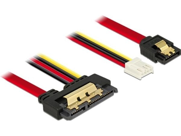 Delock - SATA-kabel - Serial ATA 150/300/600 - 4-pin mini-strømkontakt, SATA (R) til SATA-kombo (R) rett - 30 cm