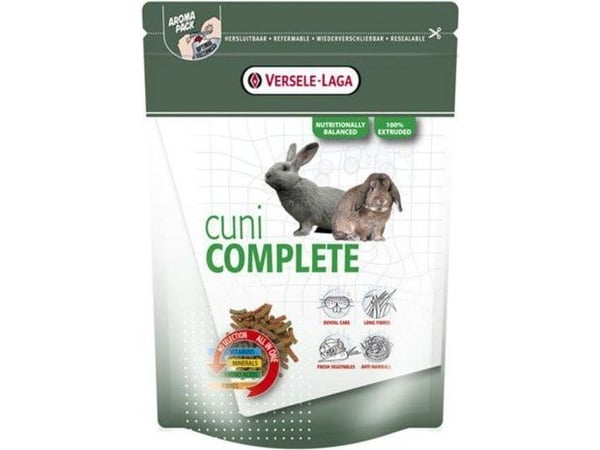 Versele-Laga Cuni Adult Complete, Granuler, 500 g, Kanin, Vitamin A, Vitamin C, Vitamin D3, Vitamin E, Kopper, Kobbersulfat, Jod, Strykejern, Manga...