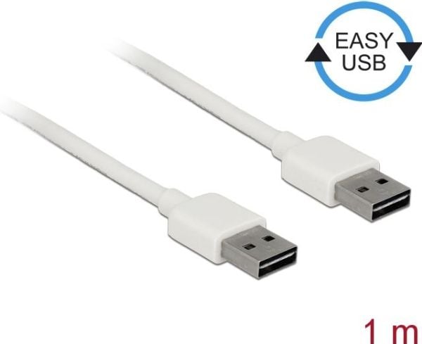 Delock Easy - USB-kabel - USB (hann) reversibel til USB (hann) reversibel - USB 2.0 - 1 m - hvit