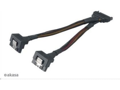 Akasa AK-CBPW15-15BK, 0,15 m, SATA 15-pin, 2 x SATA 155-pin, Hankjønn, Hunkjønn, 90°