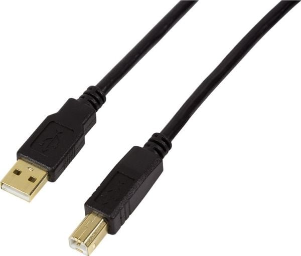 LogiLink UA0265, 15 m, USB A, USB B, USB 2.0, Hankjønn/hankjønn, Sort