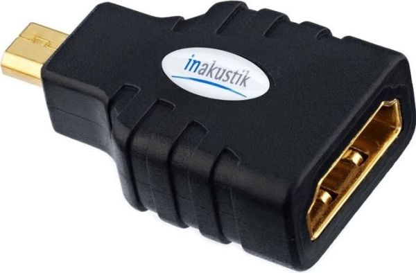 in-akustik Premium HDMI Micro Adapter - HDMI-adapter - HDMI hunn til 19 pin micro HDMI Type D hann - svart